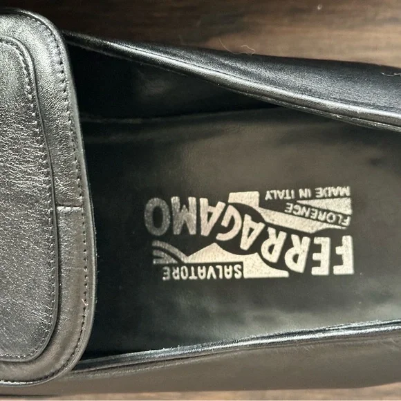 Salvatore Ferragamo Black Leather Tassel Loafers